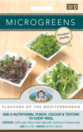 Microgreen Seeds Mediterranian Mix - Basil, Rocket, Sunflower