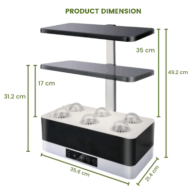 Indoor herb garden showing dimension of the product